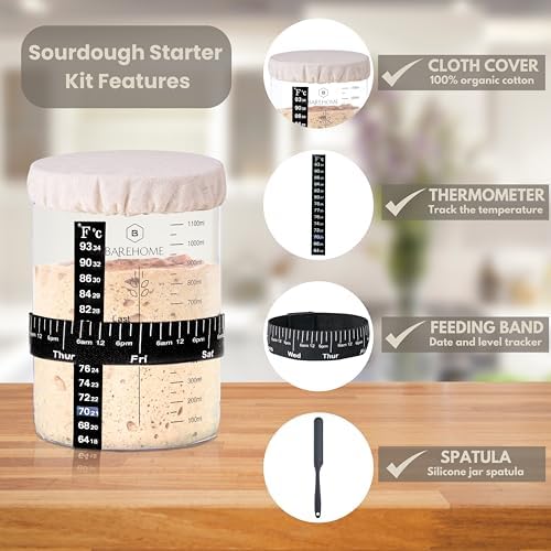 BareHome Sourdough Starter Jar Kit Proven Pro