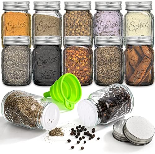 Coloch 30-Piece 4 Oz Glass Mason Spices Jars with Shaker Lids Labels