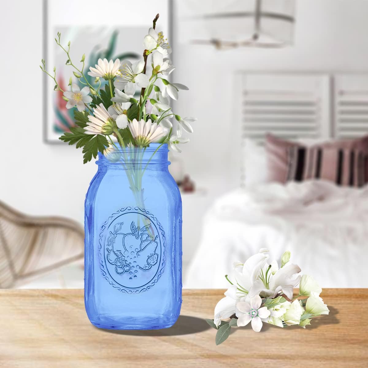 ElegantBlue 6-Piece Mason Jars