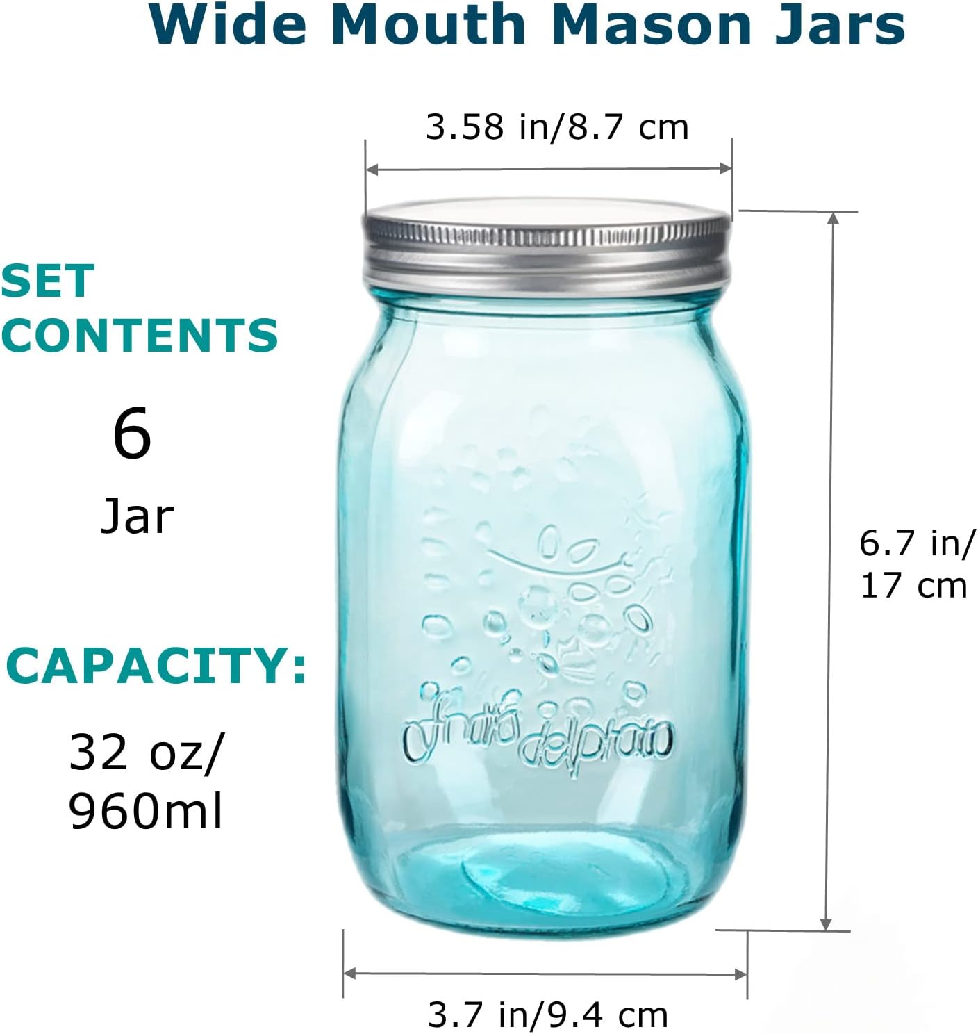 Amzcku 32 OZ Mason Jars