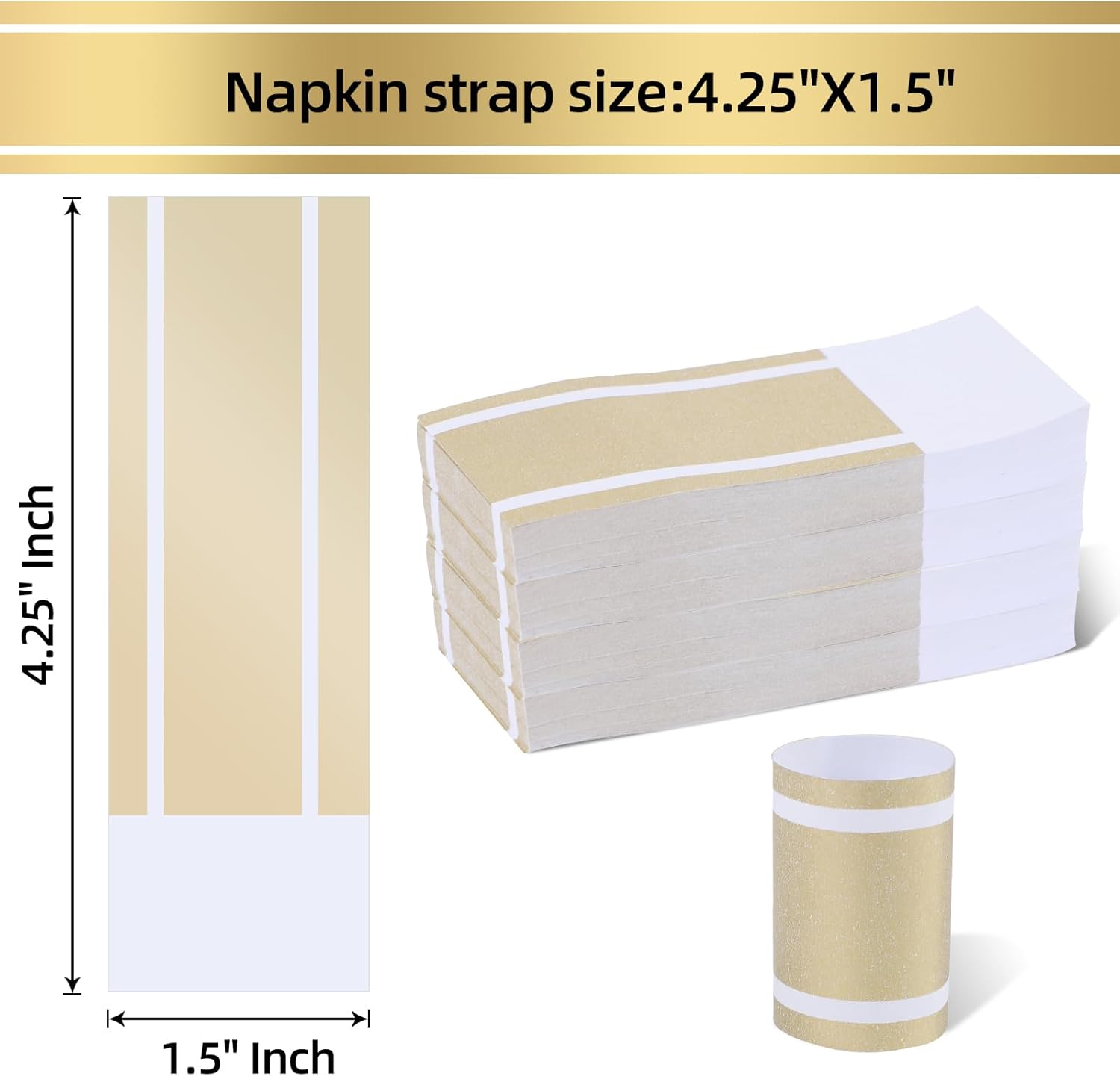 Germiwipe 200PCS Matte Gold Silverware Napkin Rings
