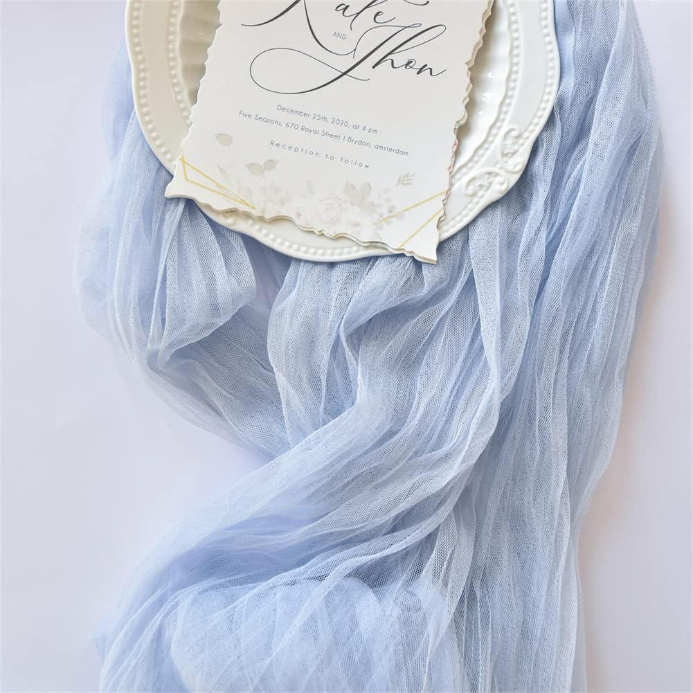 Joanlody Blue Easter Cheesecloth Table Runner