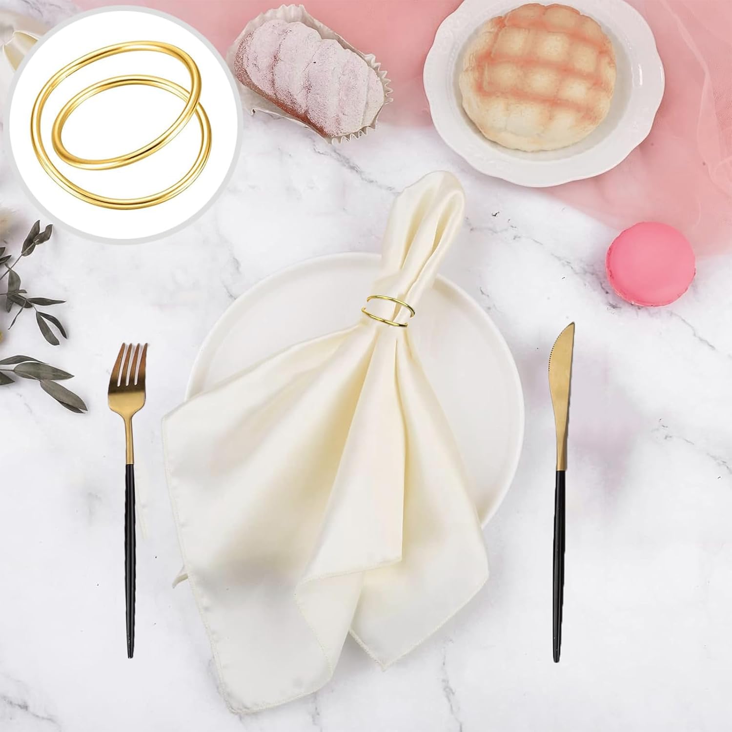 Versatile Gold Napkin Rings 24-Pack