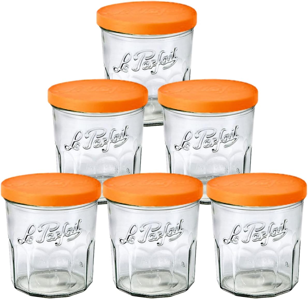 Sturdy Orange Glass Preserving Jars