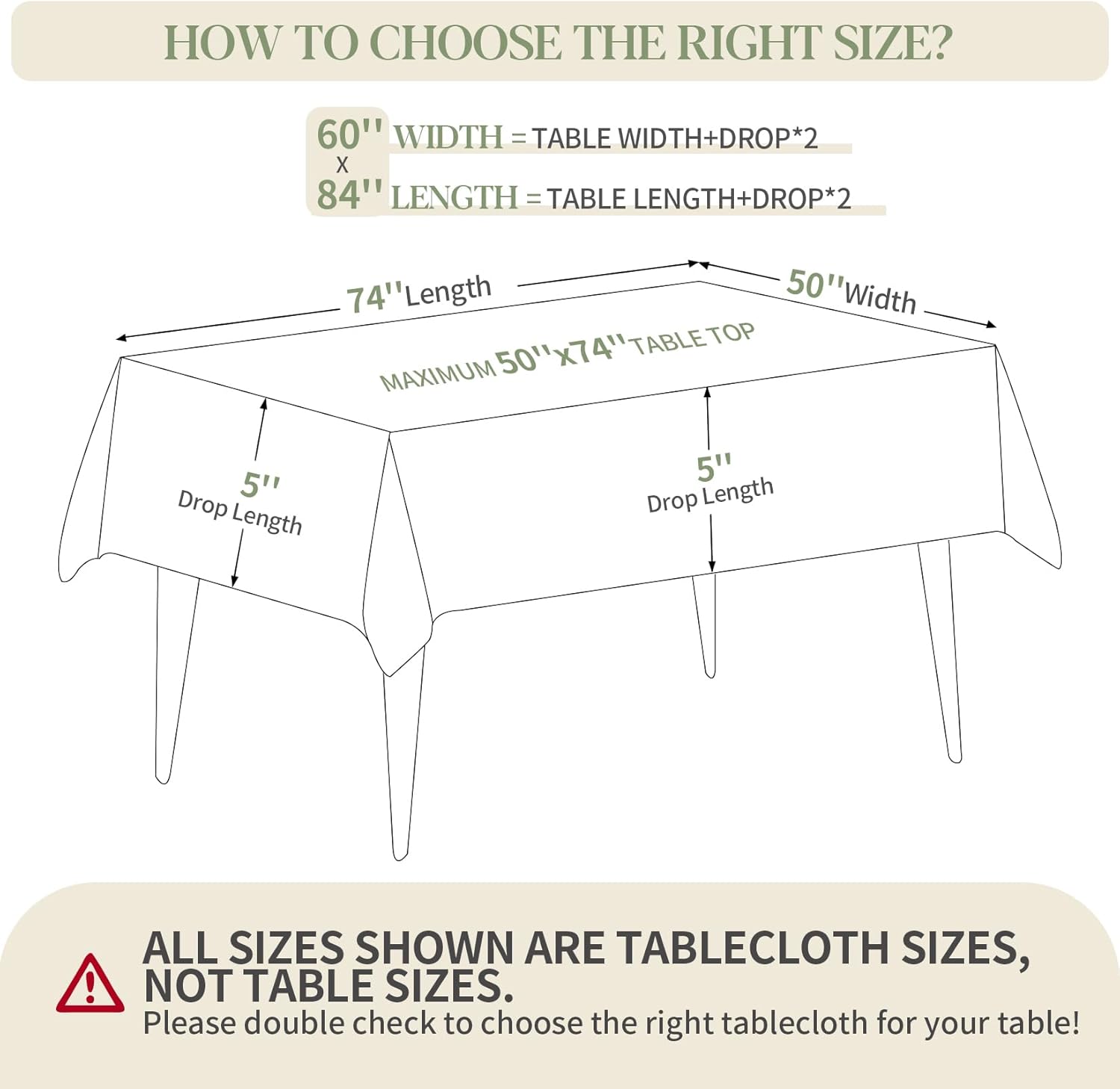 Sturdy White Tablecloth for 6-Foot Tables
