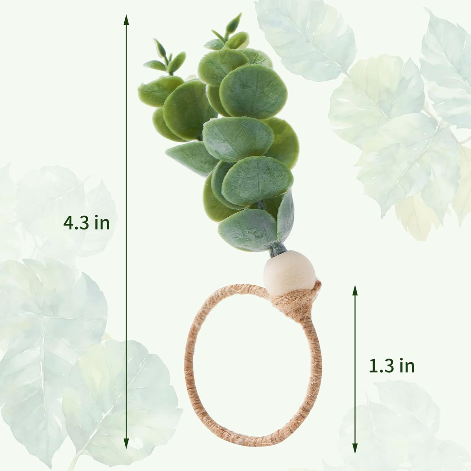 Bohemian Eucalyptus Napkin Rings 6-Piece Set for Weddings and Parties