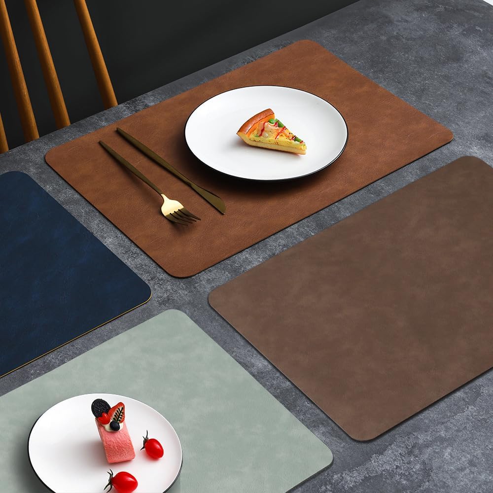 Leather-Based Heat-Resistant Table Mats for Kitchen Coffee Dining