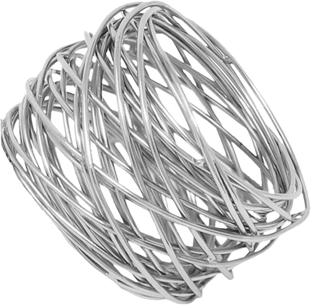 Elegant Silver Metal Mesh Napkin Rings for Dining Tables