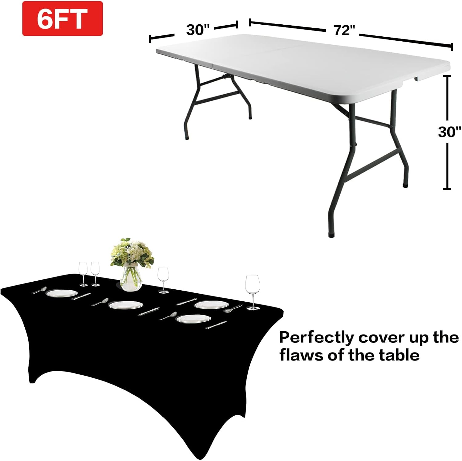 Premium 6FT Stretch Tablecloth for Home Kitchen Event Party