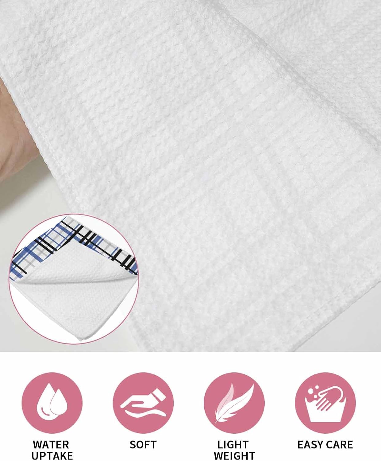 Habitucy Blue Black Plaid Hand Towels Set Retro Farmhouse Kitchen
