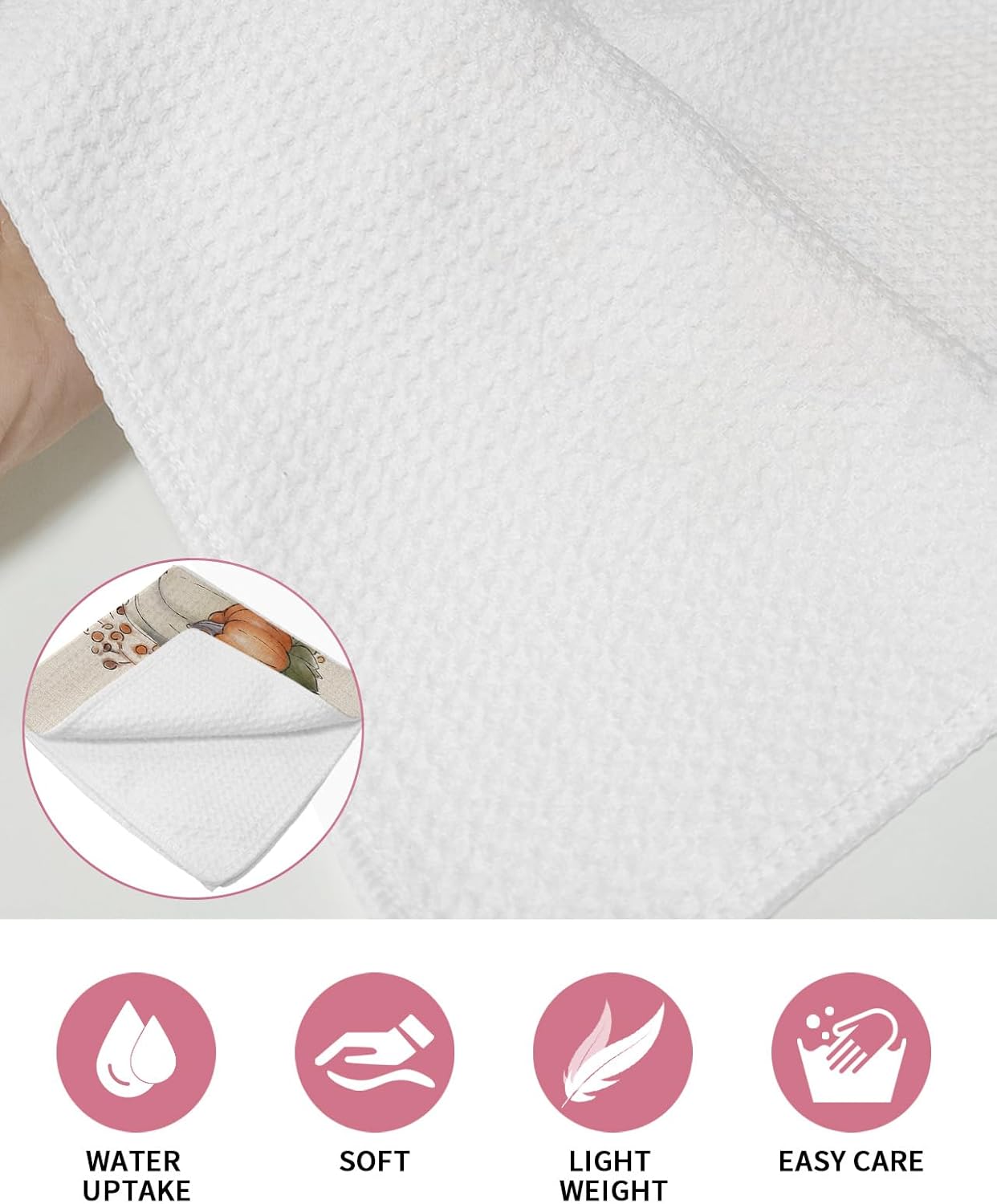 Orange White Pumpkin Dish Towels Set 4pcs
