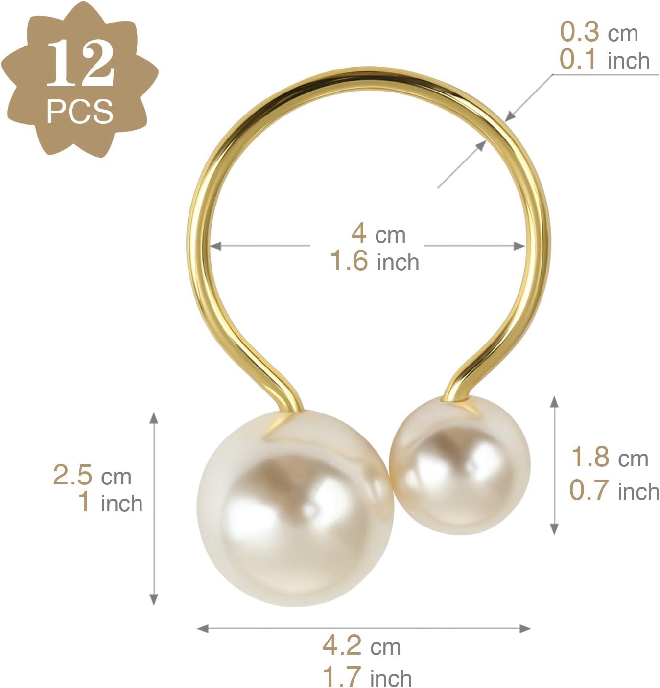 12-Piece Set of Elegant Gold Napkin Rings