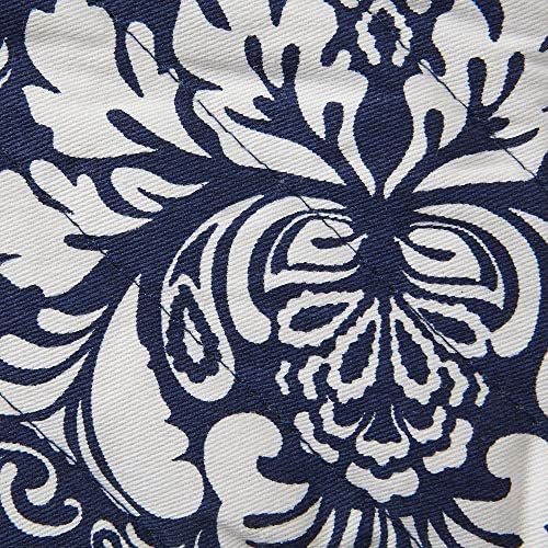 DII Quilted Kitchen Oven Mitt Potholder Set Nautical Blue Damask Print Two-Piece
