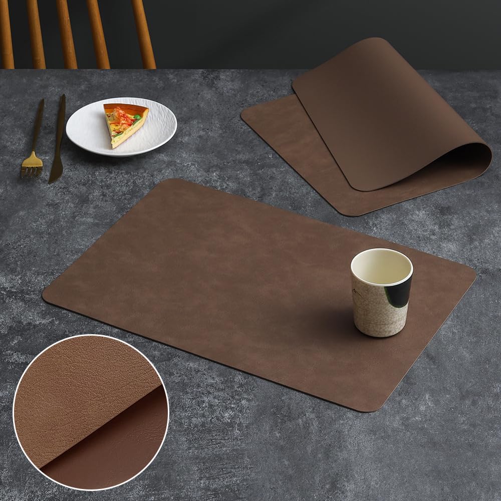 Leather-Based Heat-Resistant Table Mats for Kitchen Coffee Dining