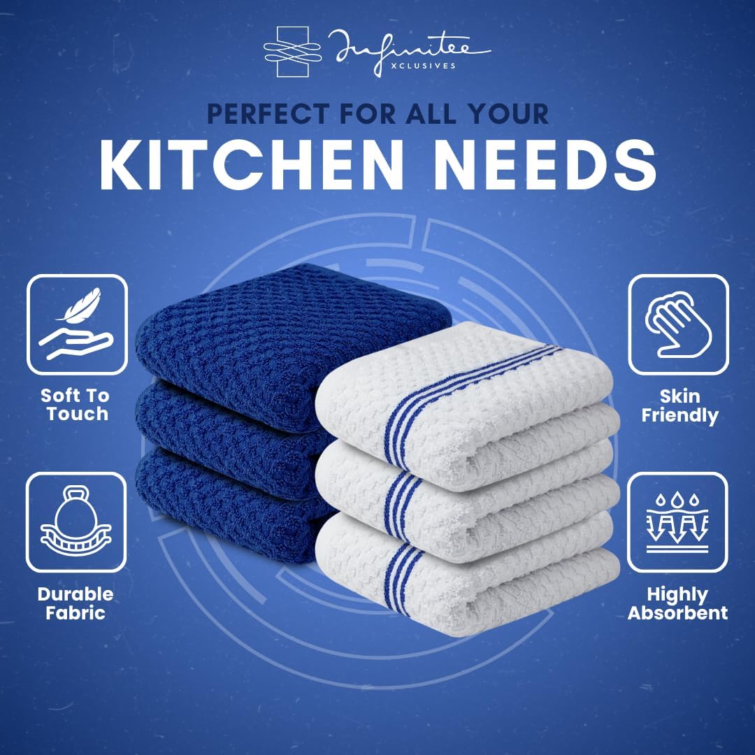 Premium 100 Cotton Kitchen Towels - Ultra Soft Absorbent 15x25 Inch Dish Towels