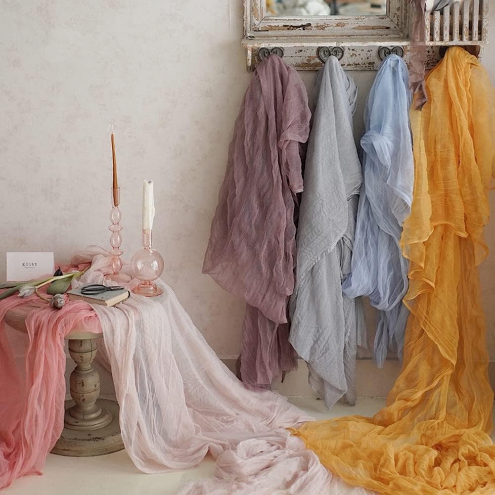 Joanlody Blue Easter Cheesecloth Table Runner