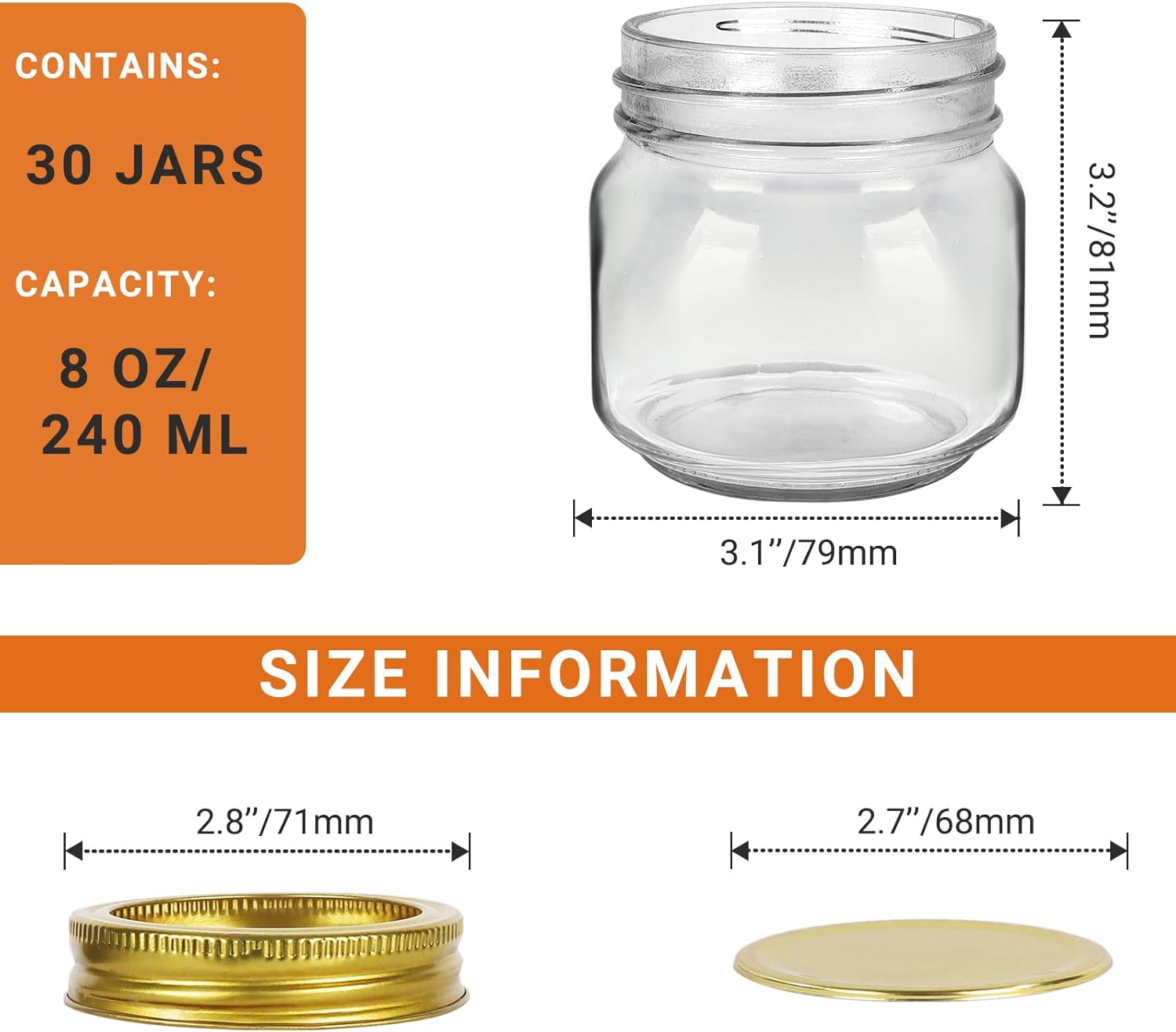 Betrome 8 oz Mason Jars Set Eco-Friendly Storage Solution
