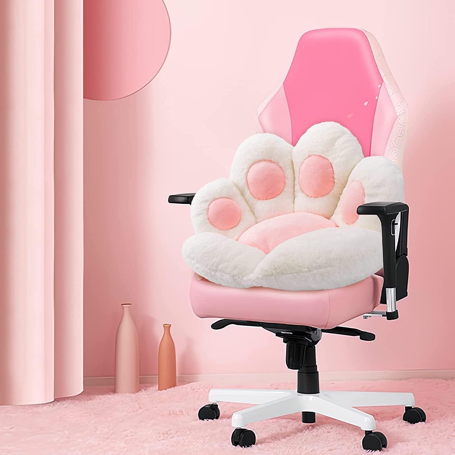 Kawaii Cat Paw Gaming Chair Cushion for Home Gaming and Office Use