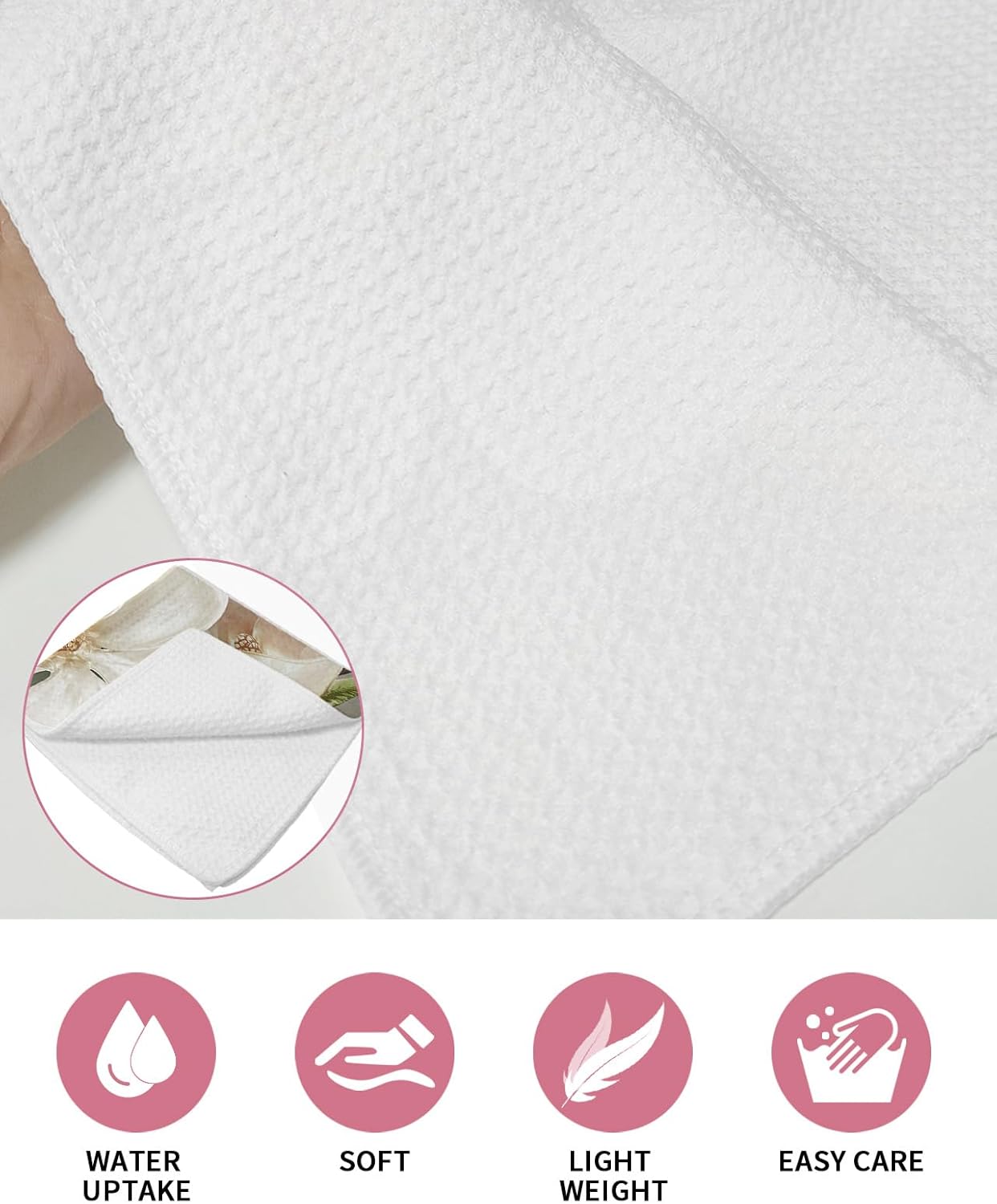 Retro White Flowers Hand Towels Set
