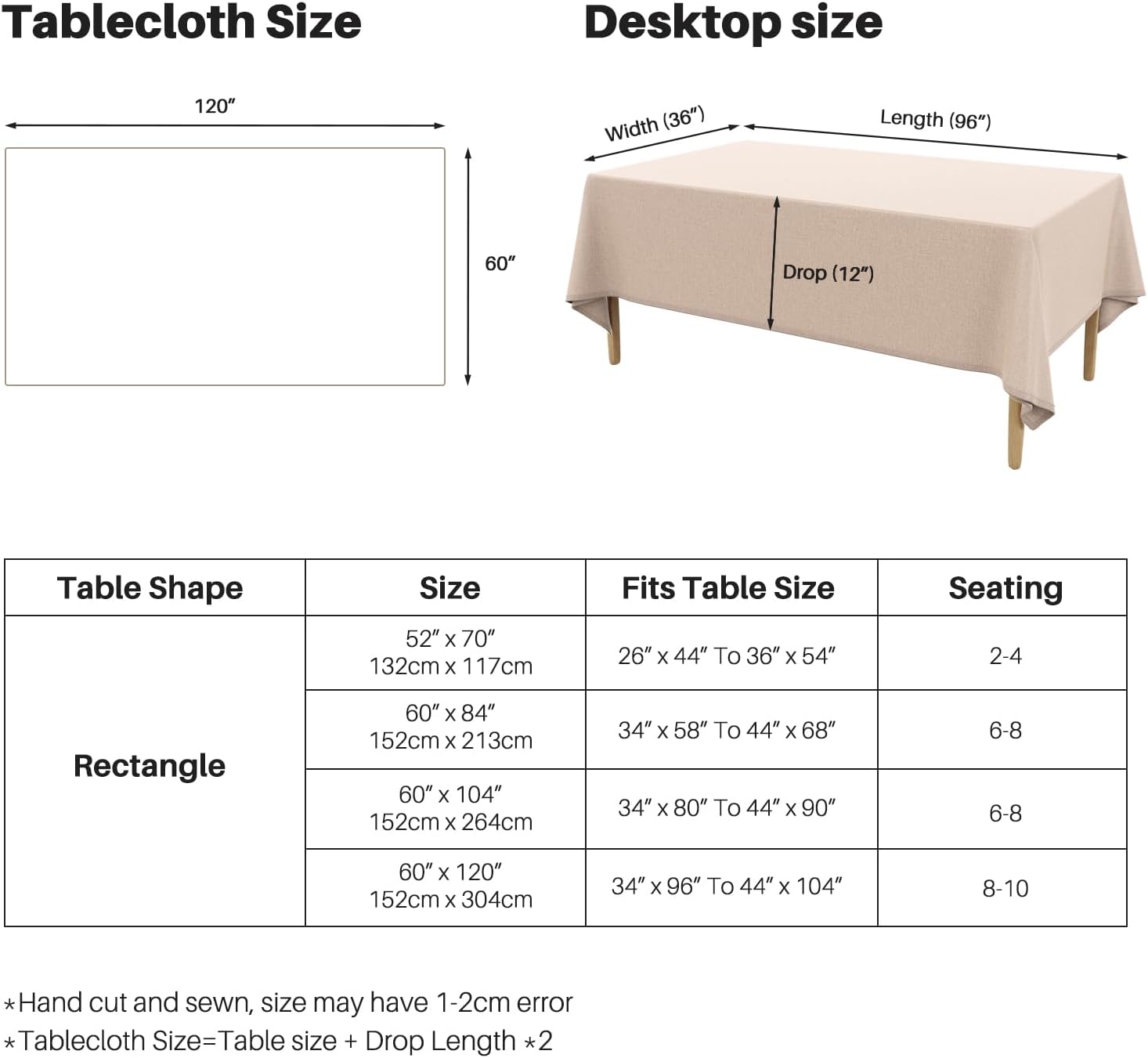 Elegant Khaki Tablecloth for Rectangle Tables