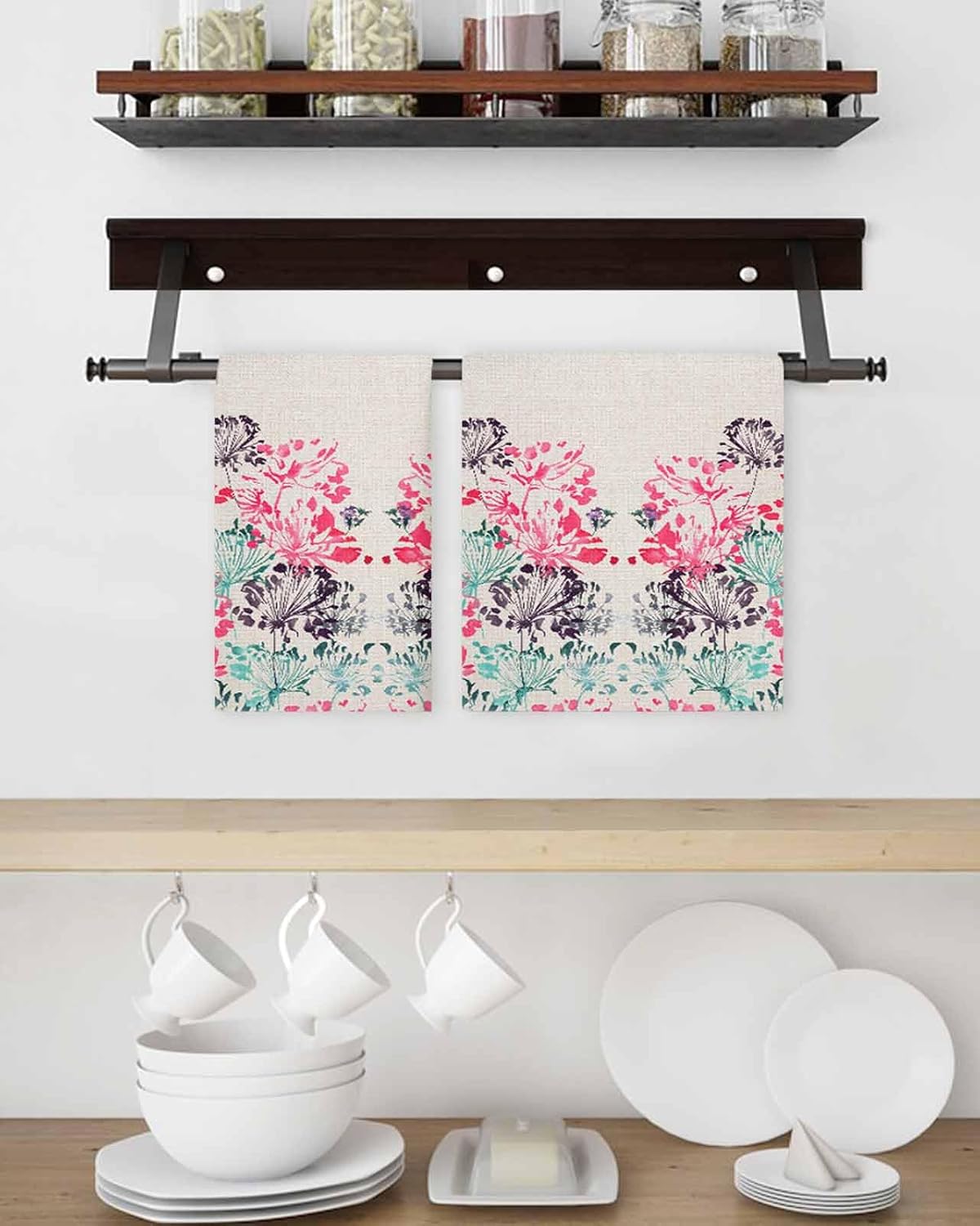Multicolor Waffle Weave Dish Towel Set 2 Pieces