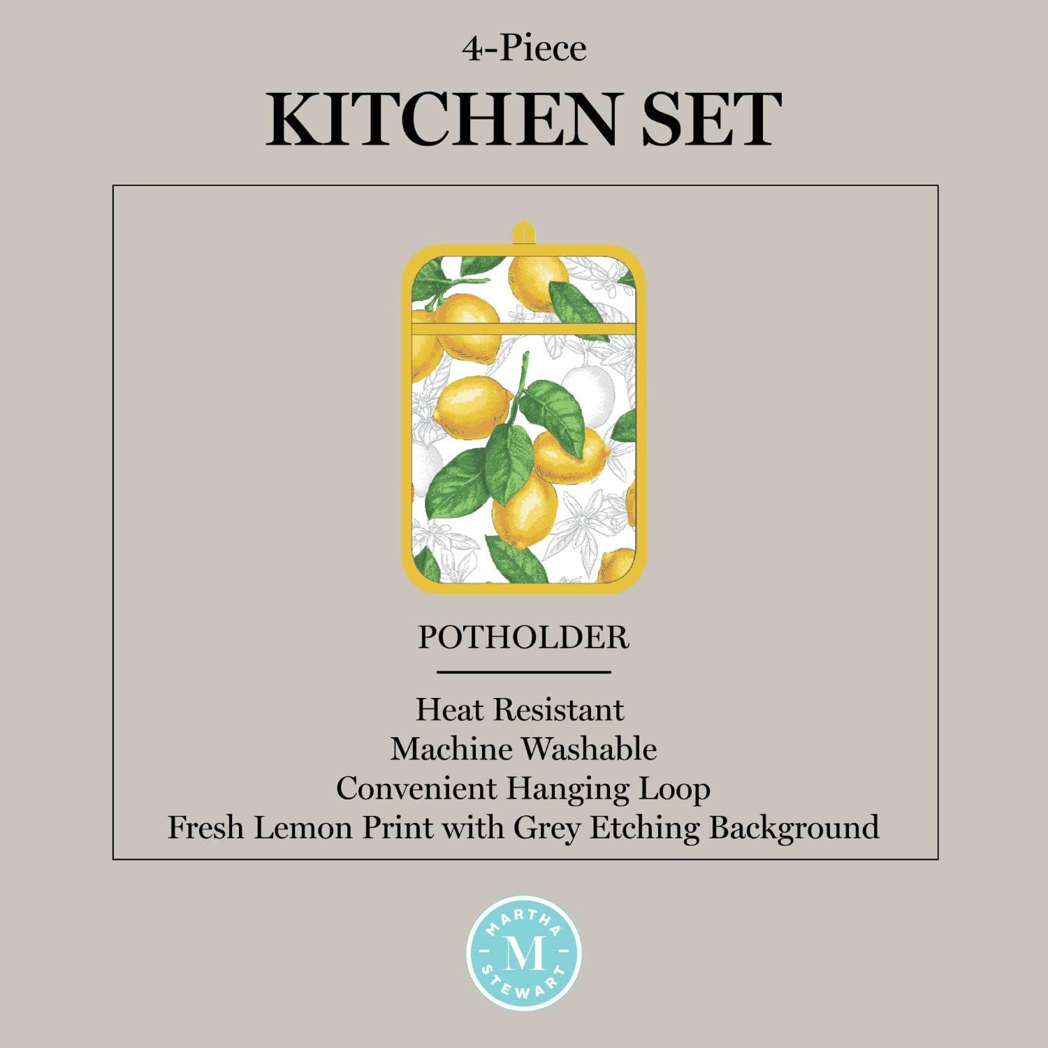 Martha Stewart Lots of Lemons 4-Piece Kitchen Set