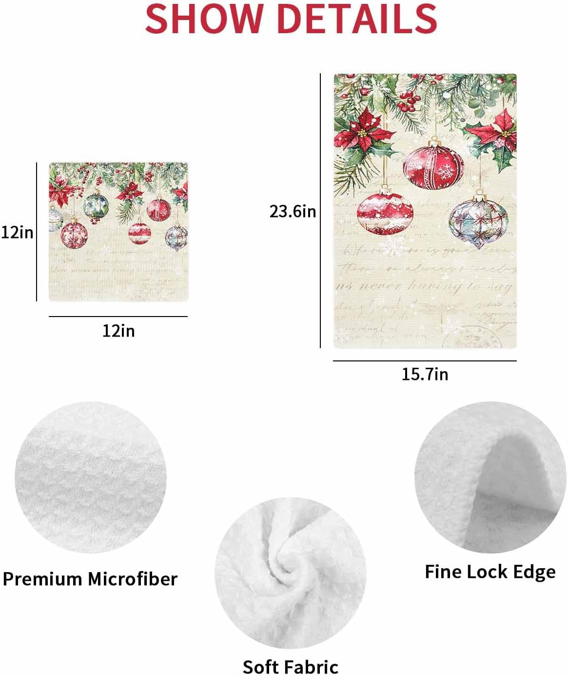 Christmas Dish Towels Set Waffle Weave
