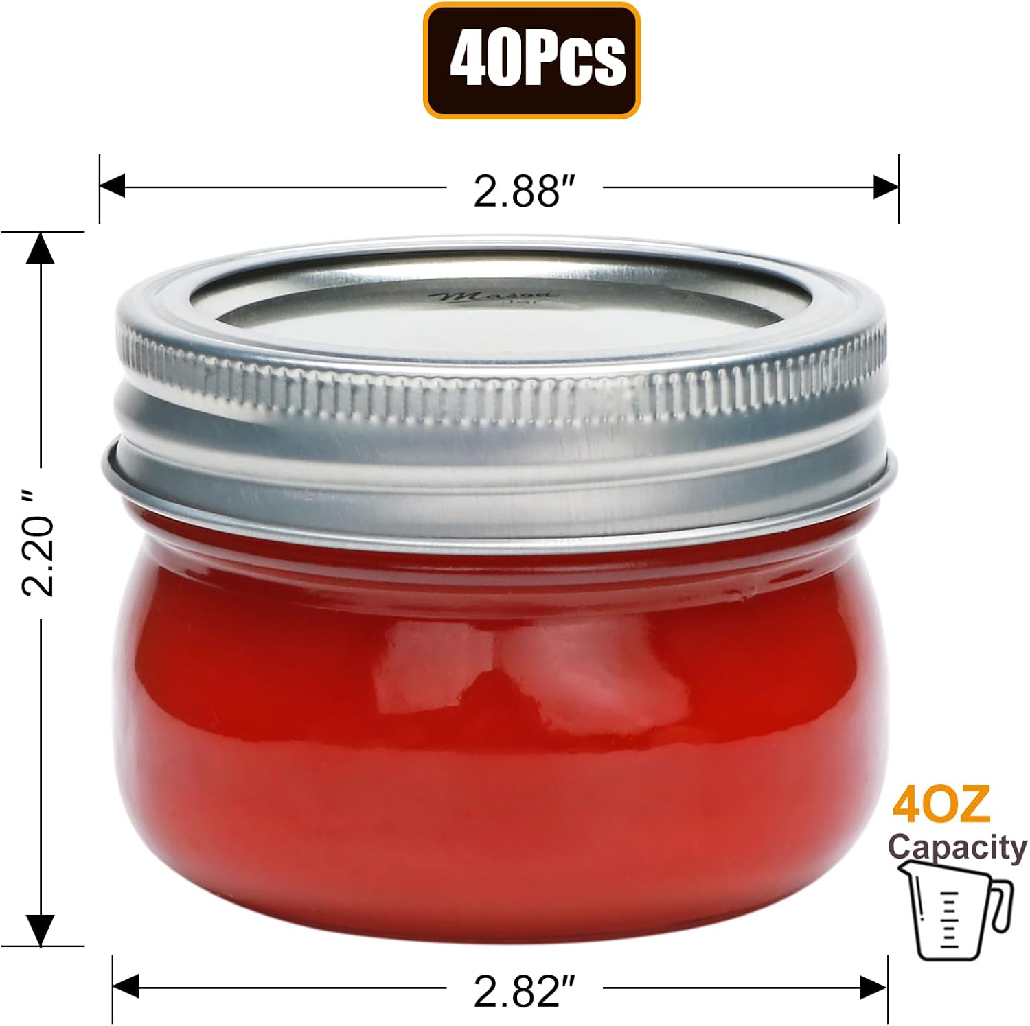 40-Piece Mason Jar Set Glass Storage Jars with lids