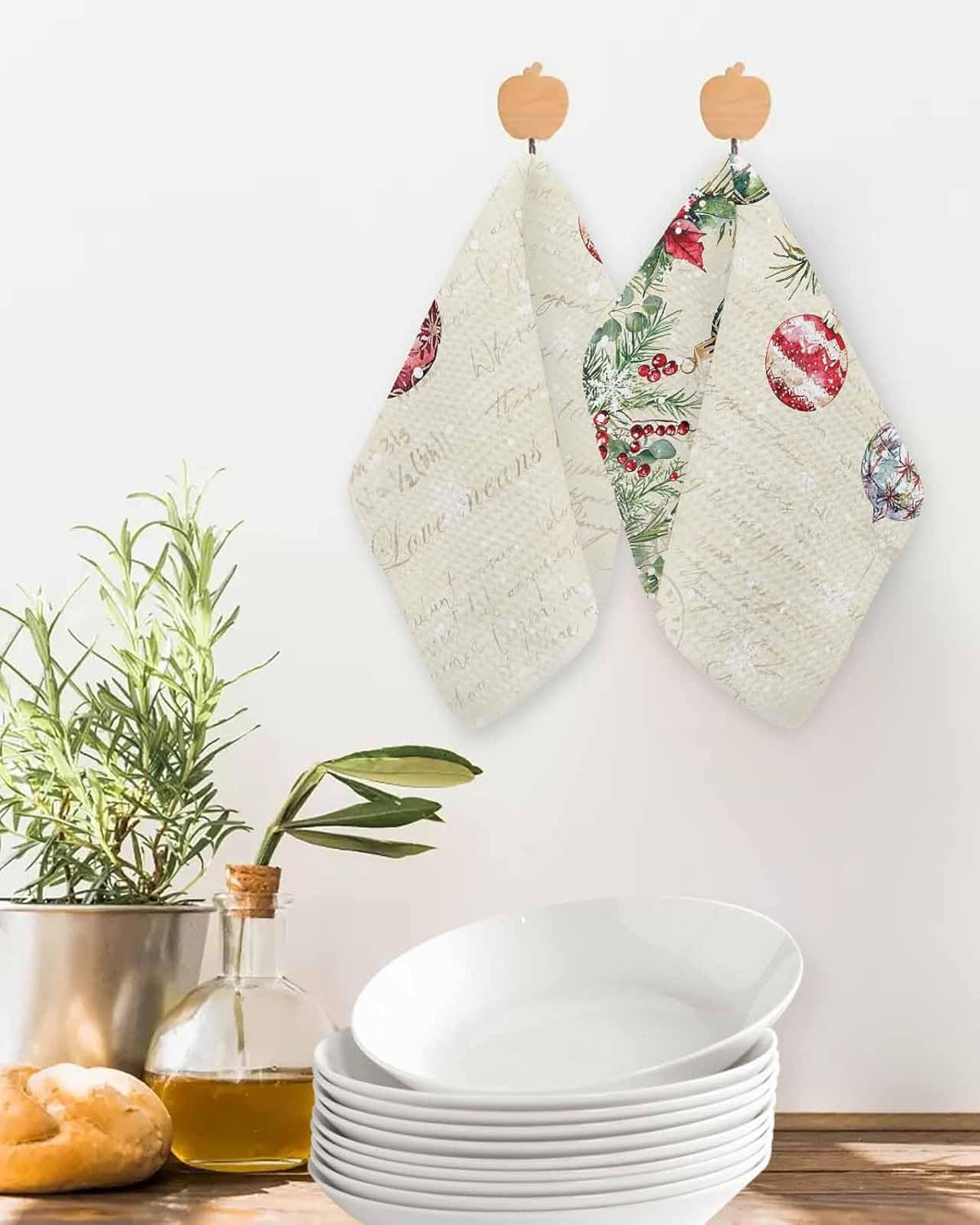 Christmas Dish Towels Set Waffle Weave