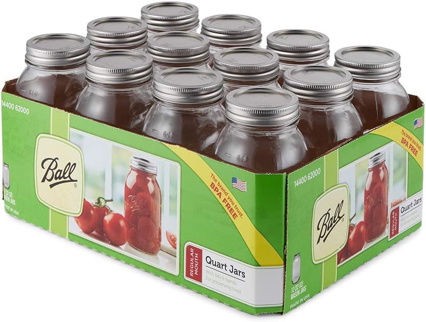 12 Piece Canning Jars with Clear Glass Safe for Home Cooking