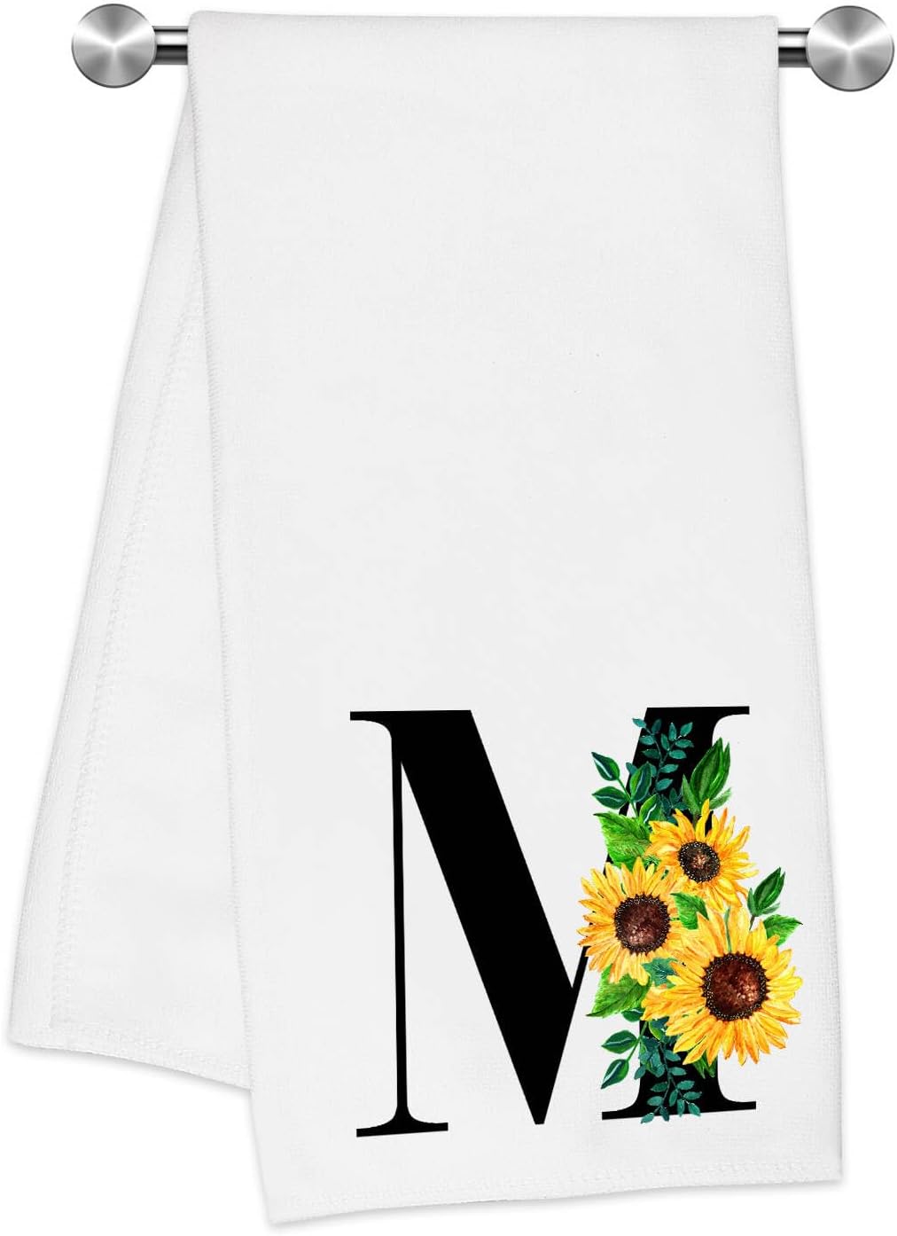 Monogrammed Sunflower Hand Towels Personalized Initial Kitchen Gifts for Women