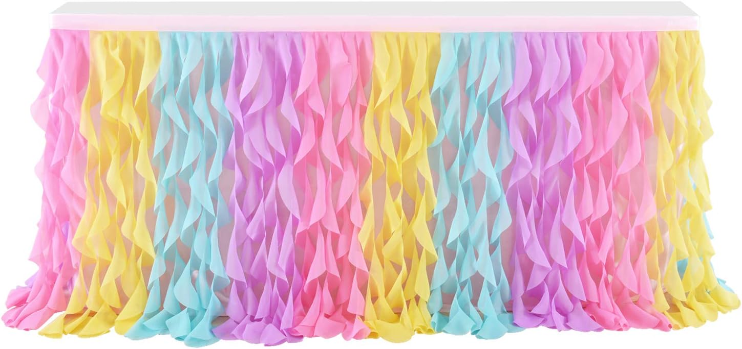 Rainbow Curly Willow Table Skirt