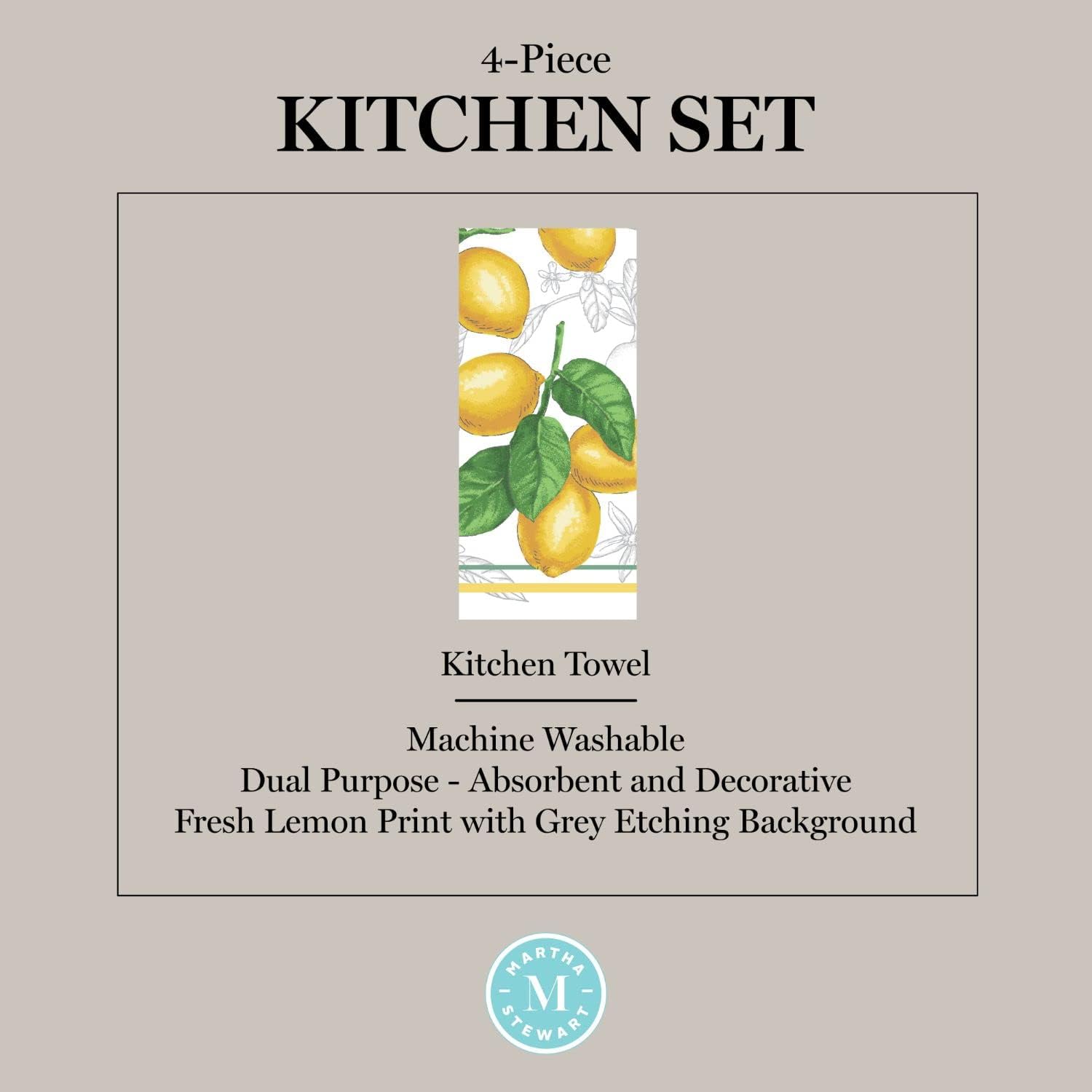 Martha Stewart Lots of Lemons 4-Piece Kitchen Set