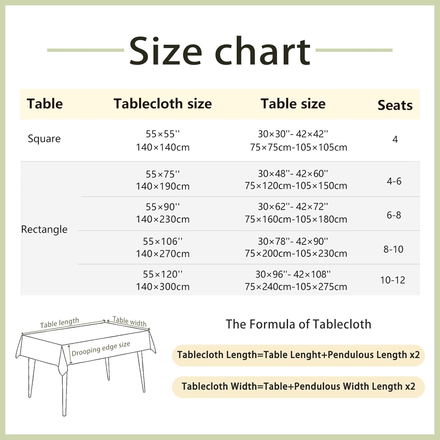 Alsoo 55x106 Tablecloth Heavy Duty Waterproof Ivory with Tassel