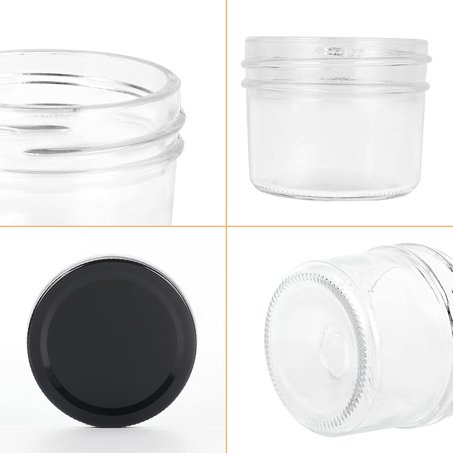 EkkoVla 40-Piece Glass Jars with Black Lids
