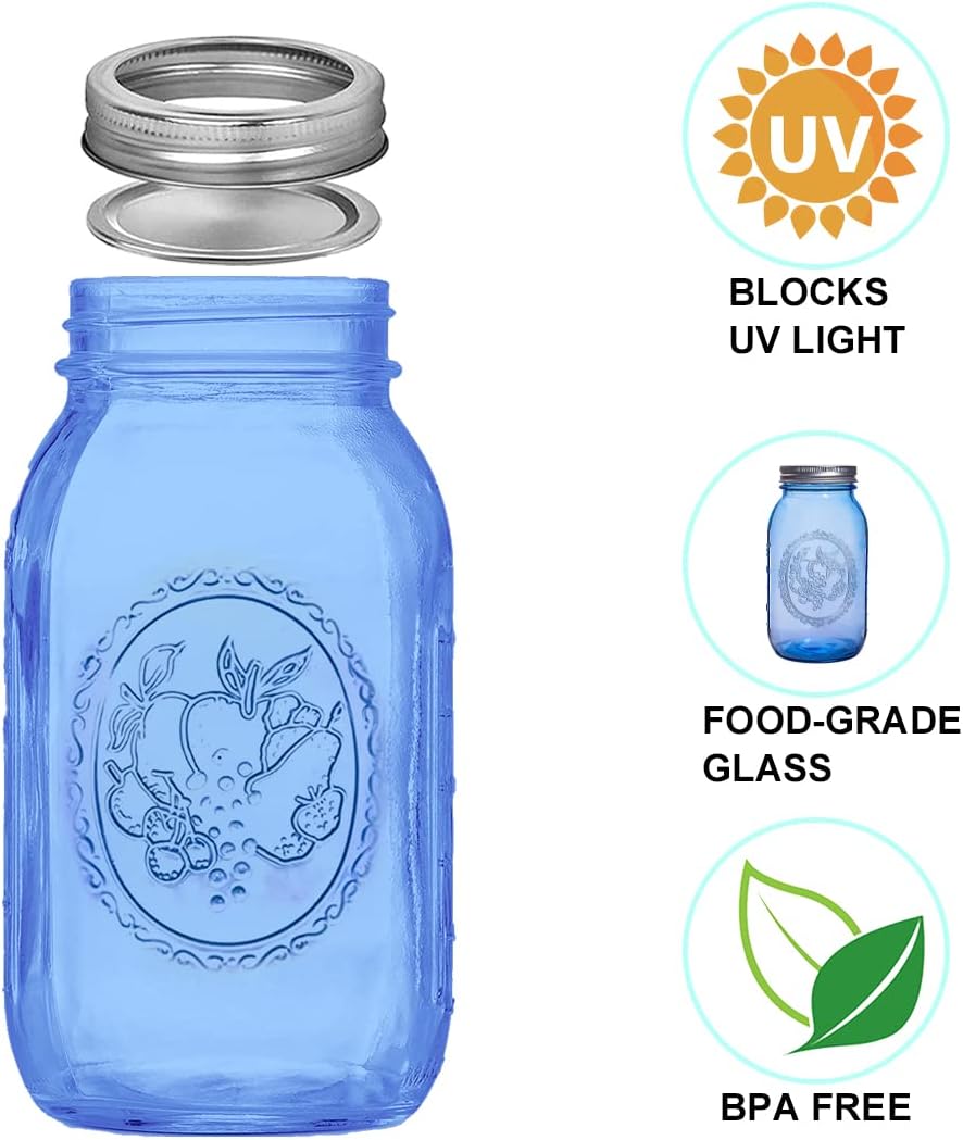 ElegantBlue 6-Piece Mason Jars