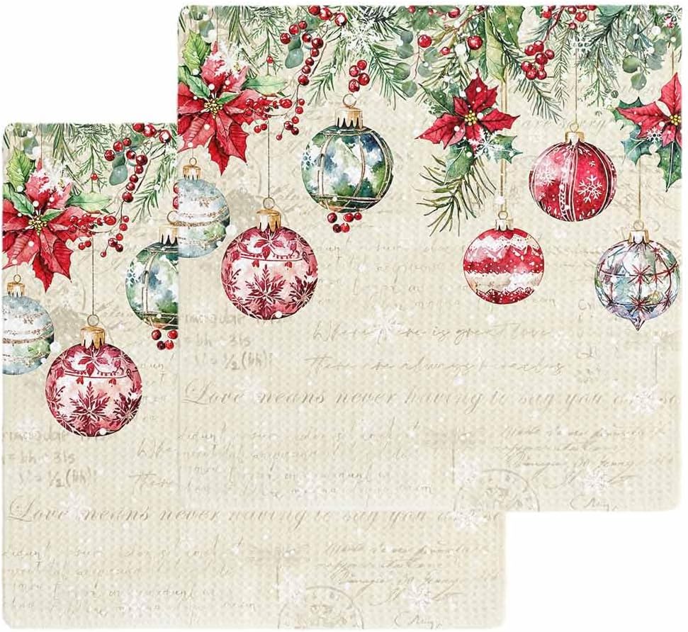 Christmas Dish Towels Set Waffle Weave