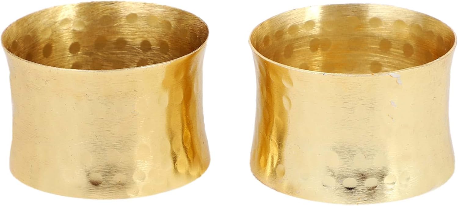 ITOS365 Handmade Golden Napkin Rings Holder Set of 12