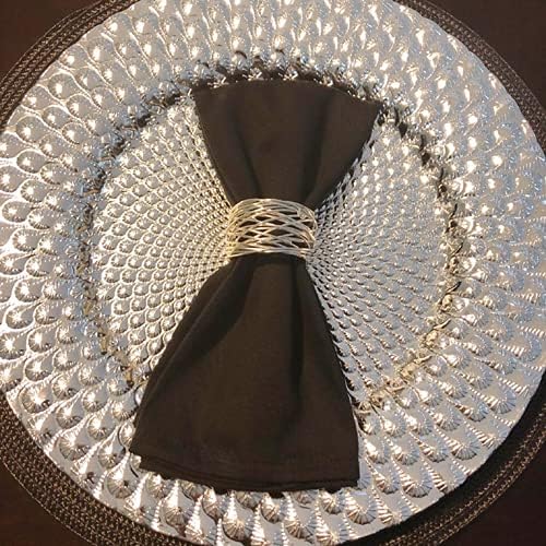 Elegant Silver Metal Mesh Napkin Rings for Dining Tables