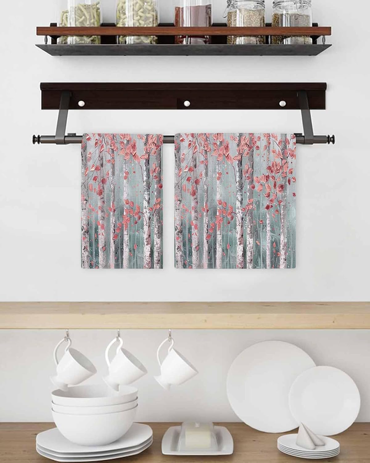 Pink Tree Leaves Hand Towels Set