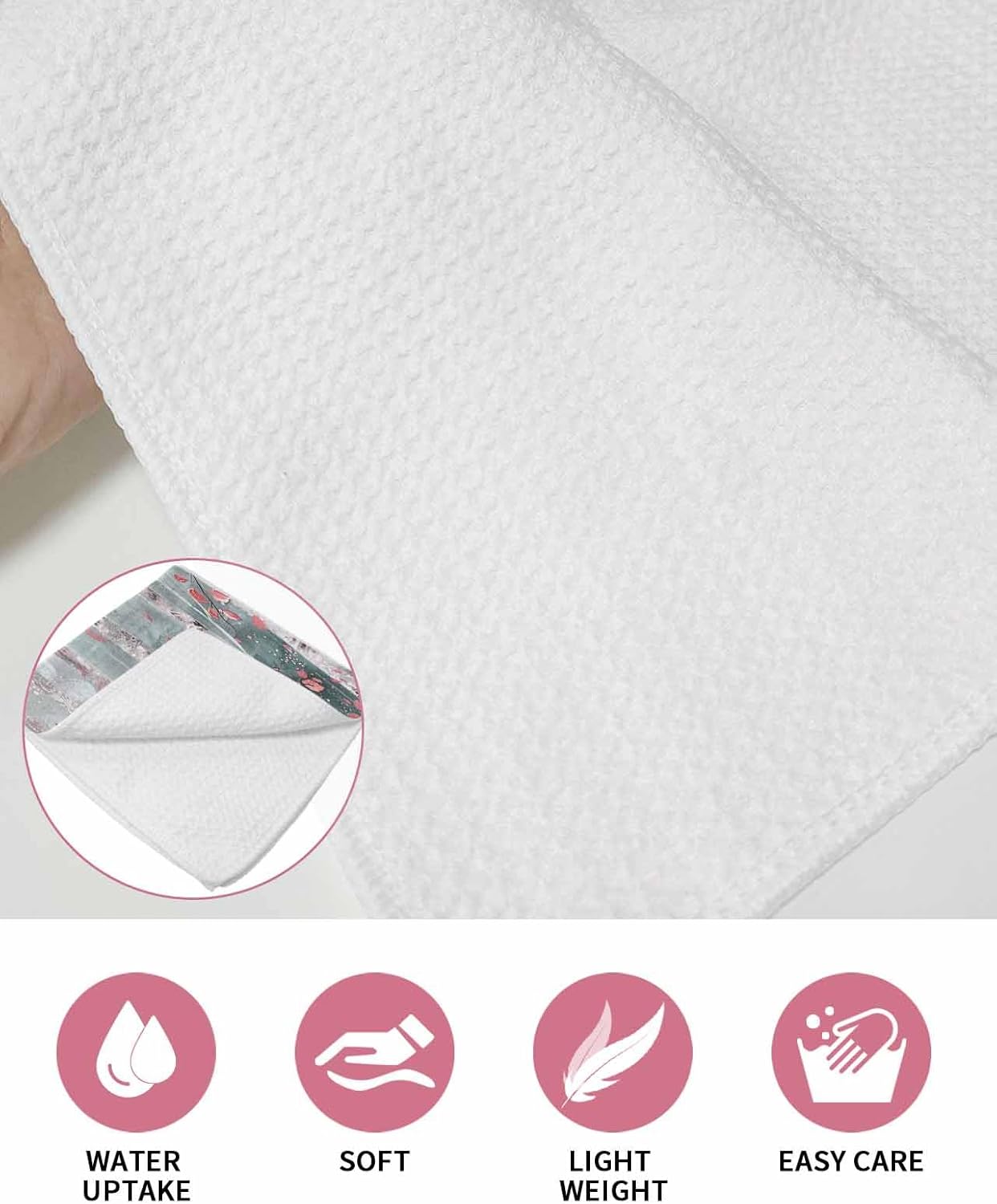 Pink Tree Leaves Hand Towels Set