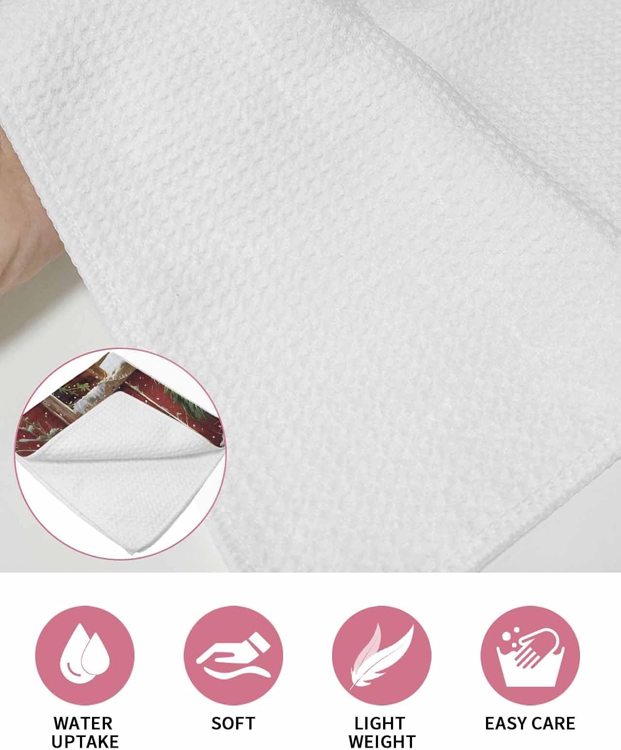Habtucy 12x12 Waffle Dish Towels Perfect for Christmas Harvest Red 2-Pack
