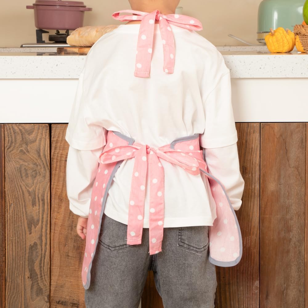 NEOVIVA Kids Apron and Oven Mitts Set for Play Kitchen