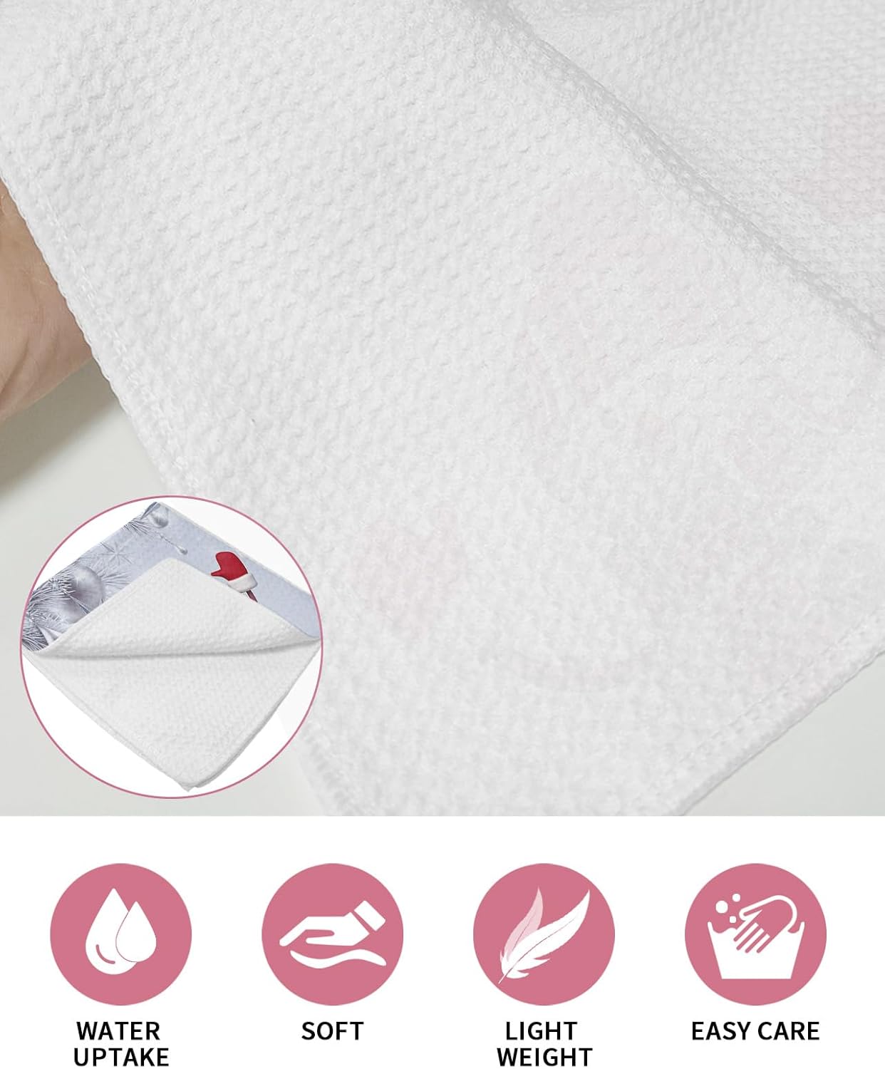 Habtucy Red Snowman Waffle Weave Dish Towels Set 3-Piece Microfiber Quick Drying