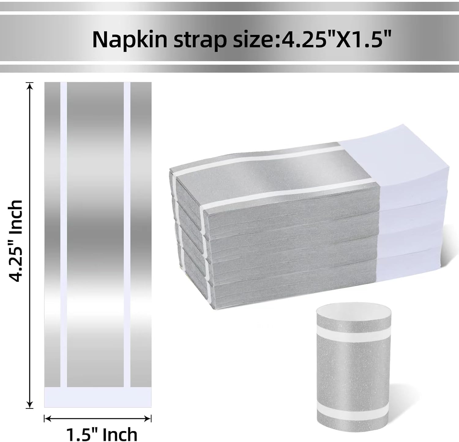 Matte Silver Napkin Rings for Parties Weddings