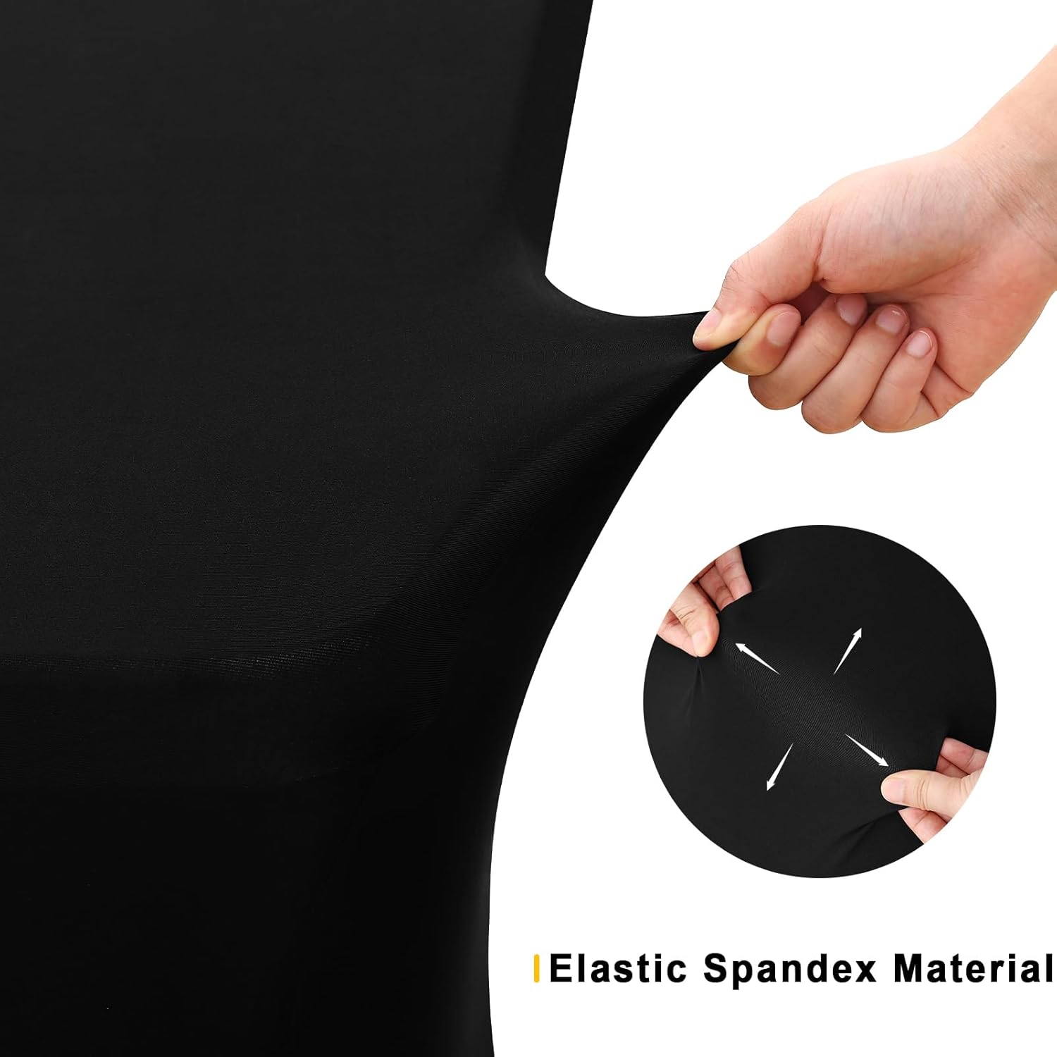 Smiry 2-Pack Elastic Tablecloth for Rectangular Tables Black 6FT