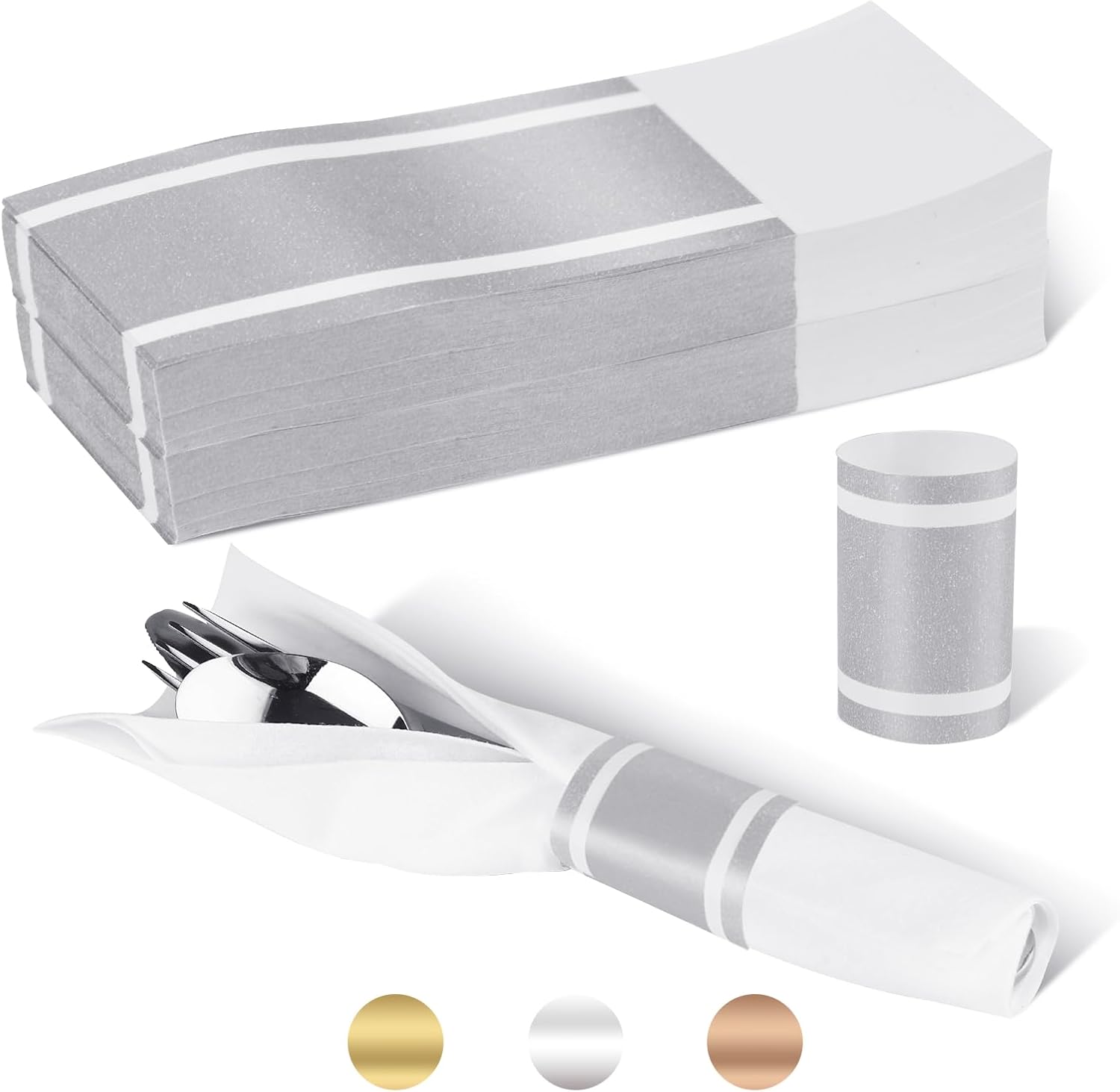 Matte Silver Napkin Rings for Parties Weddings