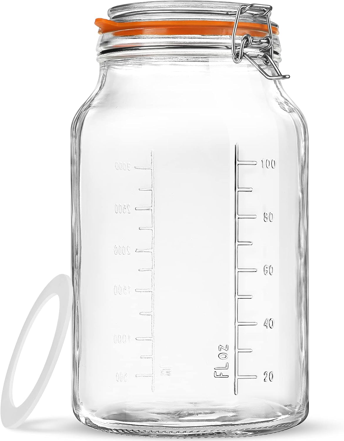 Folinstall Super Wide Mouth 1 Gallon Glass Jar with Airtight Lid