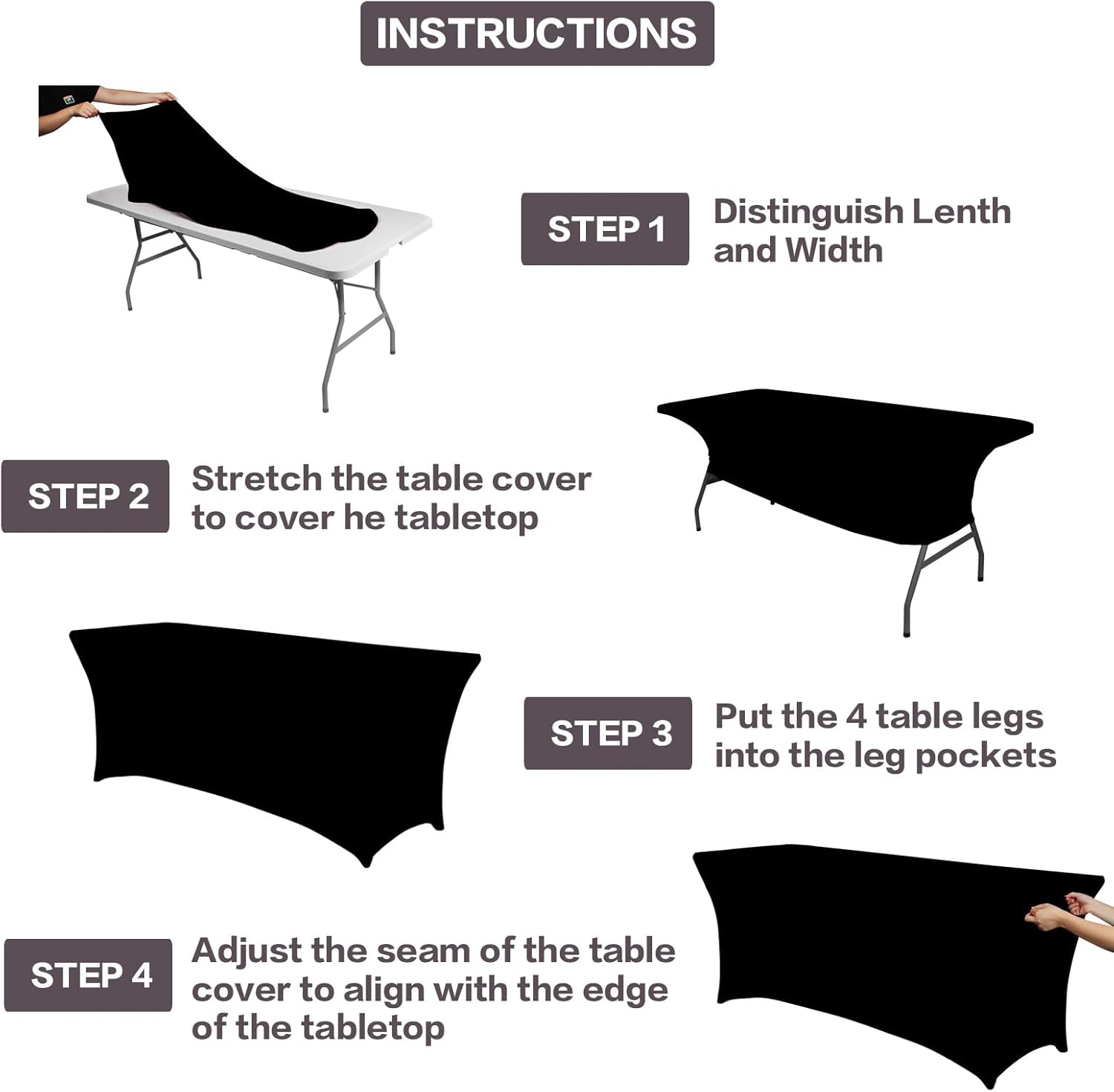 Premium 6FT Stretch Tablecloth for Home Kitchen Event Party
