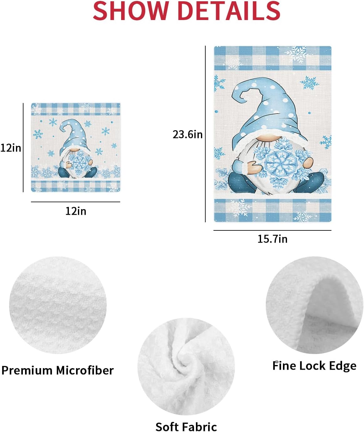 Christmas Blue Dish Towels Set